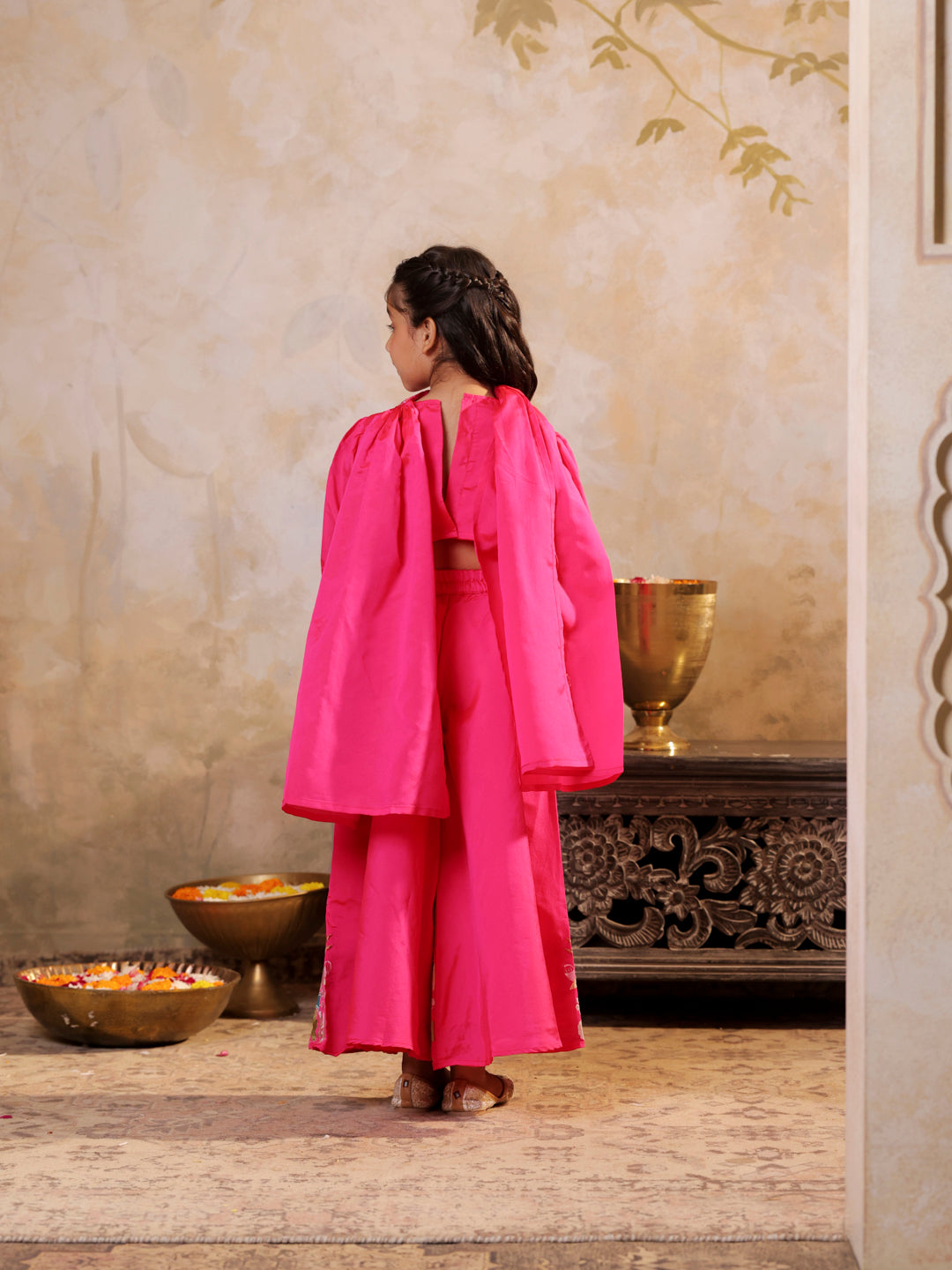 Stylish full sleeves Top with embroidered palazzo and dupatta