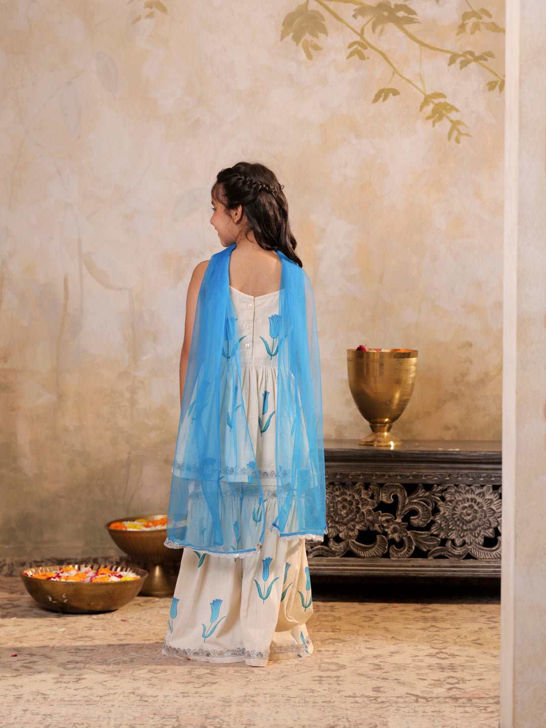 Tulip printed Kurti with Printed Sharara and Dupatta