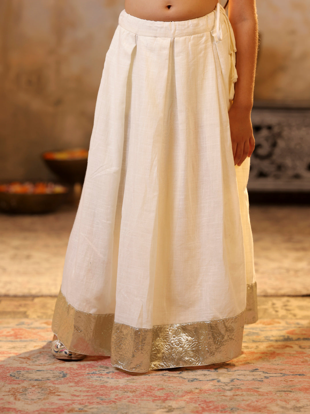 Halter neck top with flared lehenga